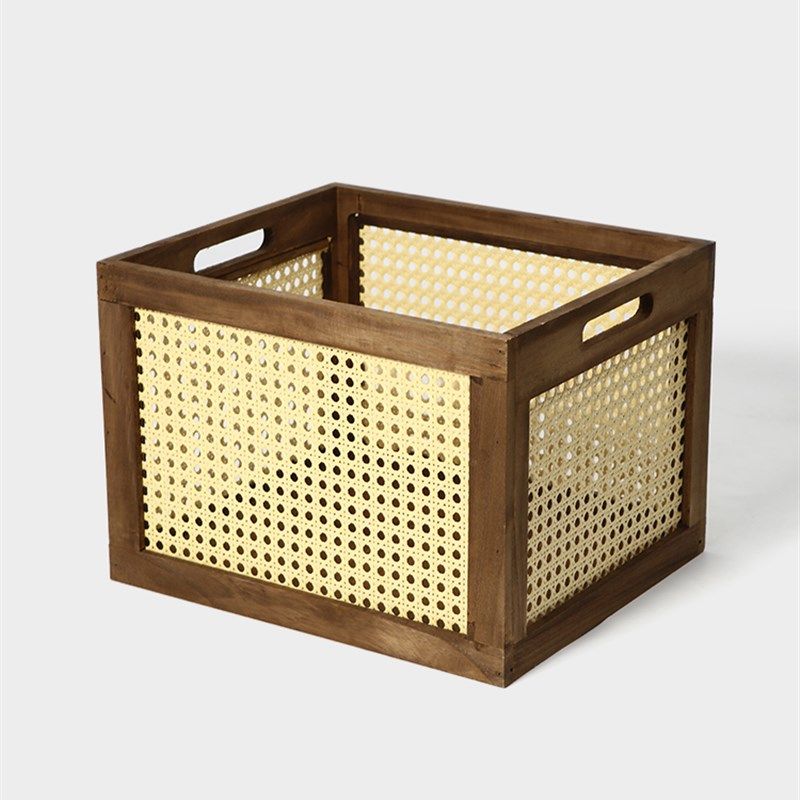 微瑕实木彷藤编收纳筐桌面收纳篮零食盒镂空收纳杂物盒储物整理盒,收纳整理,收纳筐,淘宝优惠券,粉丝福利购,淘宝优惠卷