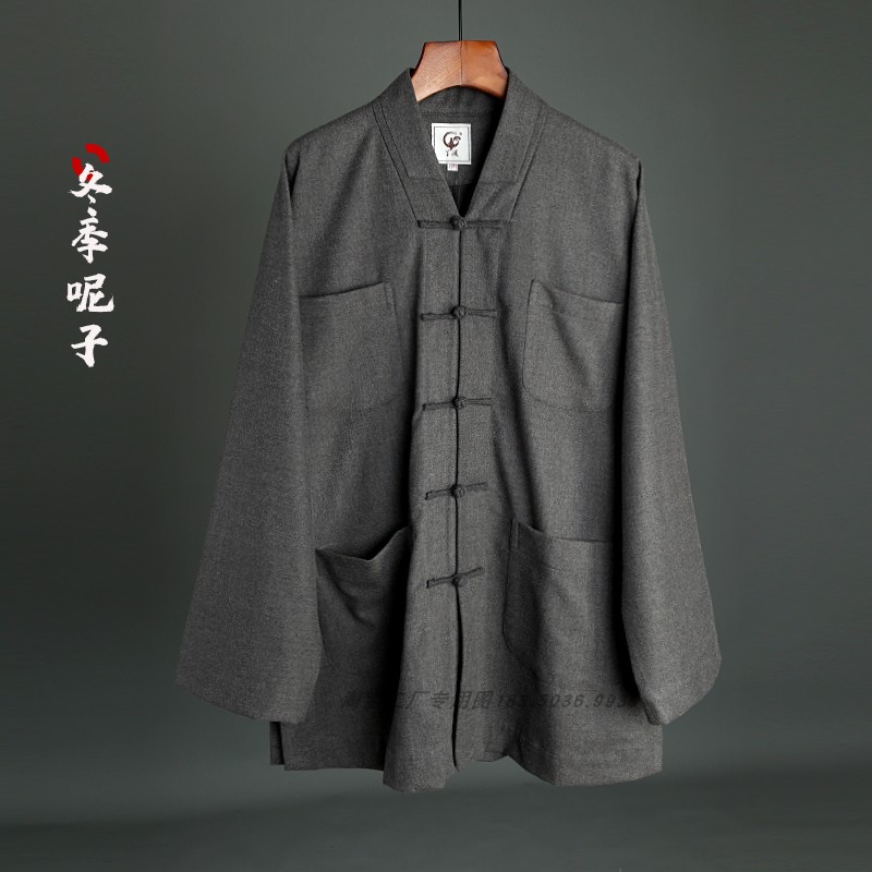 新款秋冬季短褂僧服毛呢保暖免绑腿小褂呢子加厚僧衣套装冬季僧衣