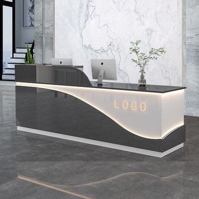 收银台简约现代奶茶店烤漆店铺小型吧台柜服装商用前台公司接待台