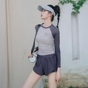 泡温泉泳装 泳衣女款 微胖女孩遮肉2024新款 运动大码 女 分体保守长袖