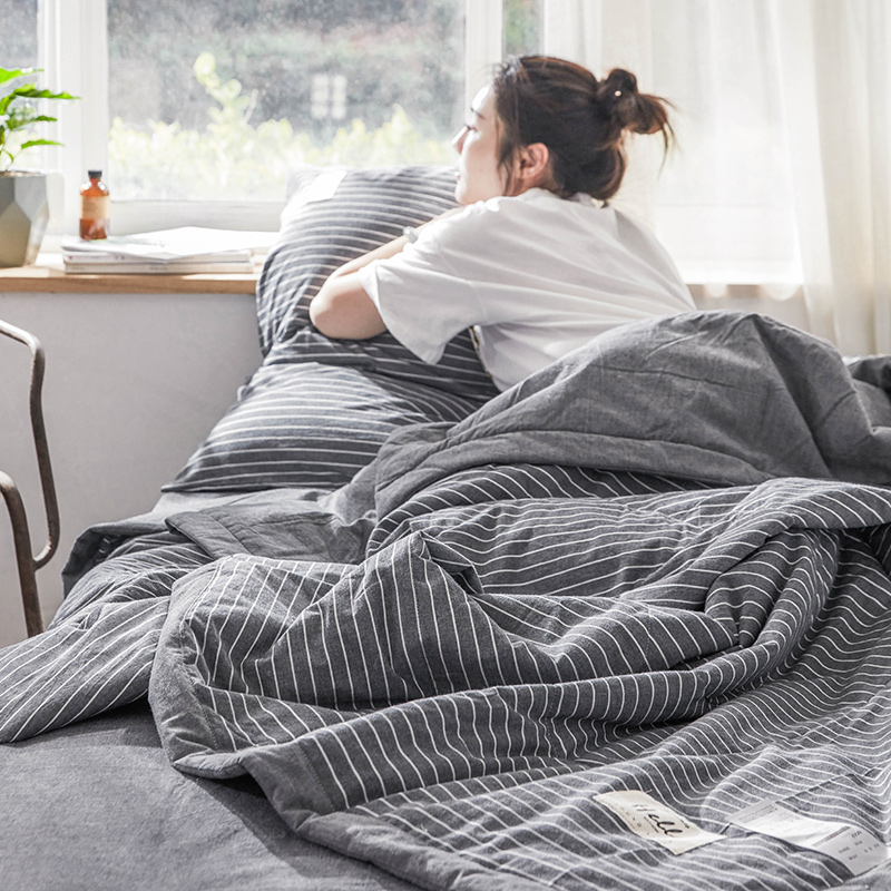 夏季全棉空调被薄款夏凉被四件套纯棉水洗单双人春秋季被子可机洗