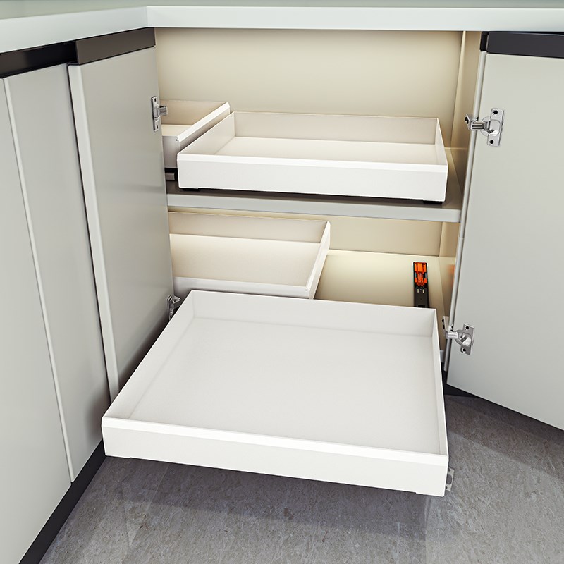 免打孔超深柜拉篮厨房抽拉式置物架窄柜橱柜转角拐角放调料收纳盒