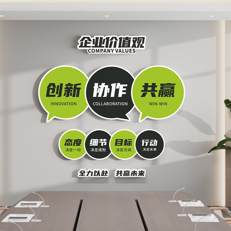 办公室墙面软装饰公司企业员工励志标语立体文化墙贴氛围背景布置