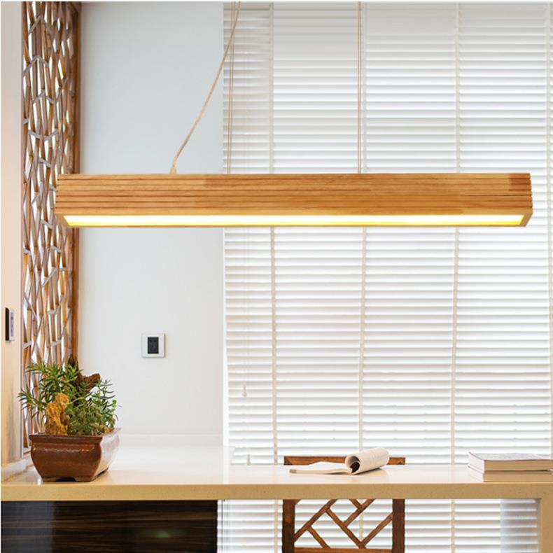 北长吧创方形餐厅600灯具台实木灯简约欧意办公led吊灯D5750