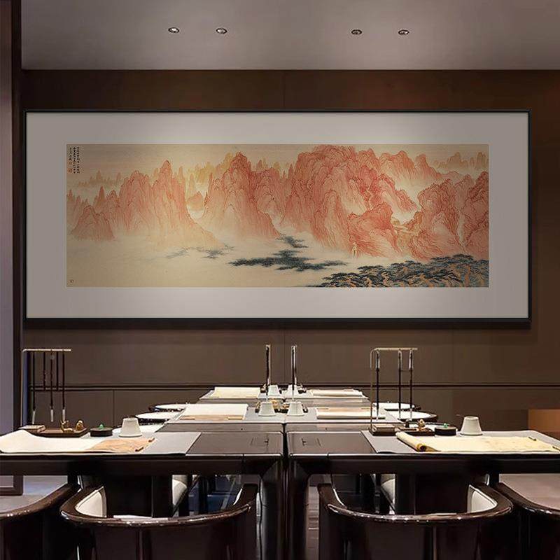 新室中式高档酒店山水装画饰画茶书房禅厅意挂客沙发背景WS-80墙,家居饰品,现代装饰画,淘宝优惠券,粉丝福利购,淘宝优惠卷