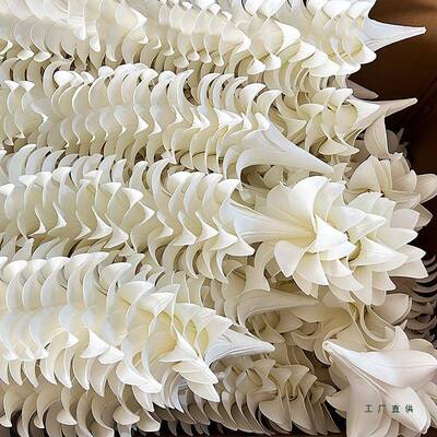 F9895S5H婚庆仿真花EVA百合吊头舞台花白色装顶饰花水晶搭配网红