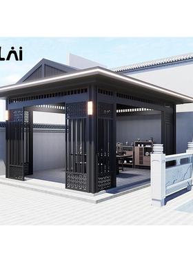 人合金庭新中式凉亭定制双斜顶字顶长铝廊亭XLV子别墅院户外景观