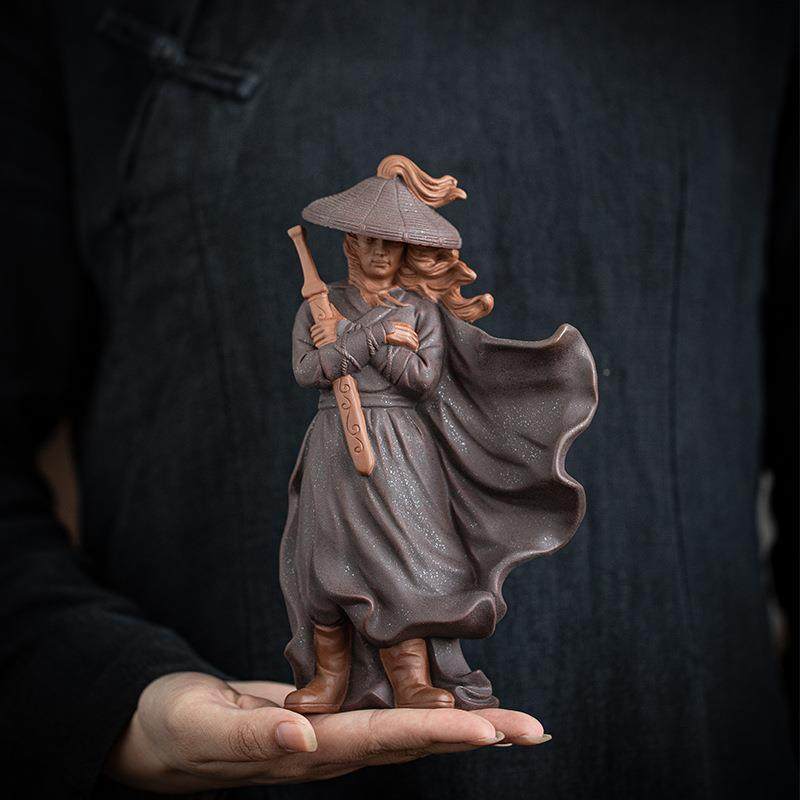 摆江湖故人古风侠客紫砂禅意人物中式家客居厅JKE博古架装饰品摆