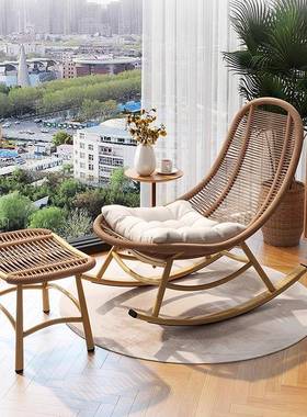 摇摇椅客厅阳午台休风闲CIR人椅庭院椅花园藤编子懒人田园睡躺椅