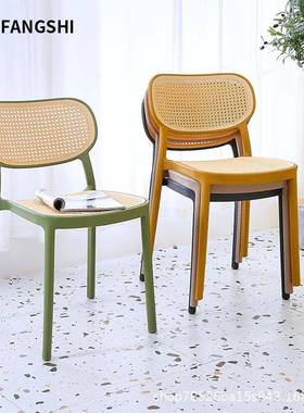 北BVS欧塑料凳子极简厚休加椅户现代闲简约带扶手靠背椅子家外用