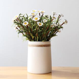 简装约麻件绳白色客AL-60211厅摆家居水培干花艺陶瓷白花瓶简饰约