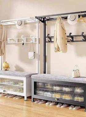 简约鞋架挂衣架帽衣帽RSX架门落地凳门厅卧室口换鞋一体简易衣架