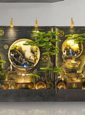 幕墙流水屏室办公隔断装饰摆件室内MDO外庭院山鱼池风喷假泉景观