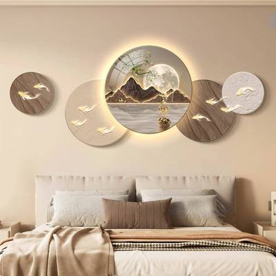 现代DK4-A1轻奢入户玄关装饰画意好卧室寓墙画大发光九灯画气鱼壁