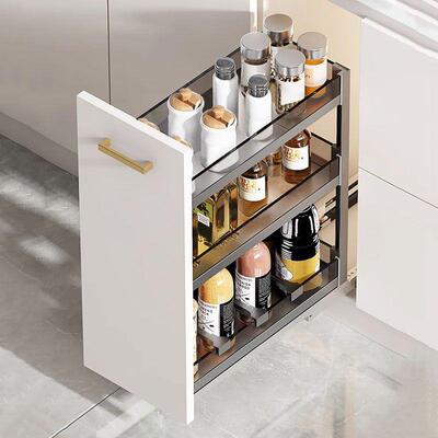 家韵房拉篮调味拉置篮窄柜拉调料篮抽厨屉式立935置物架内橱柜调
