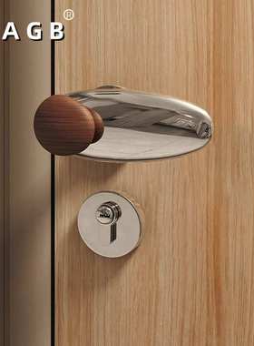 BAGB中古风极简银色复古铜房间静音家用木门锁具石来运转磁吸门锁