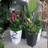 美陈玻璃钢花盆商场市政花钵方形花缸移动种植池户外花槽组合花箱