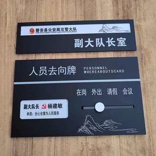 新款磨砂亚克力人员去向牌在岗状态牌可更换办公室人员动态牌门牌