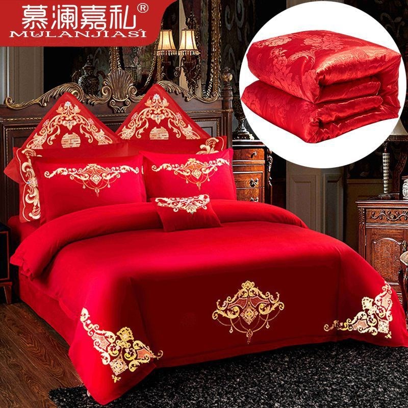 d4Z婚庆四件套婚床新婚双人结婚房被套床上用品八件套被子全套六