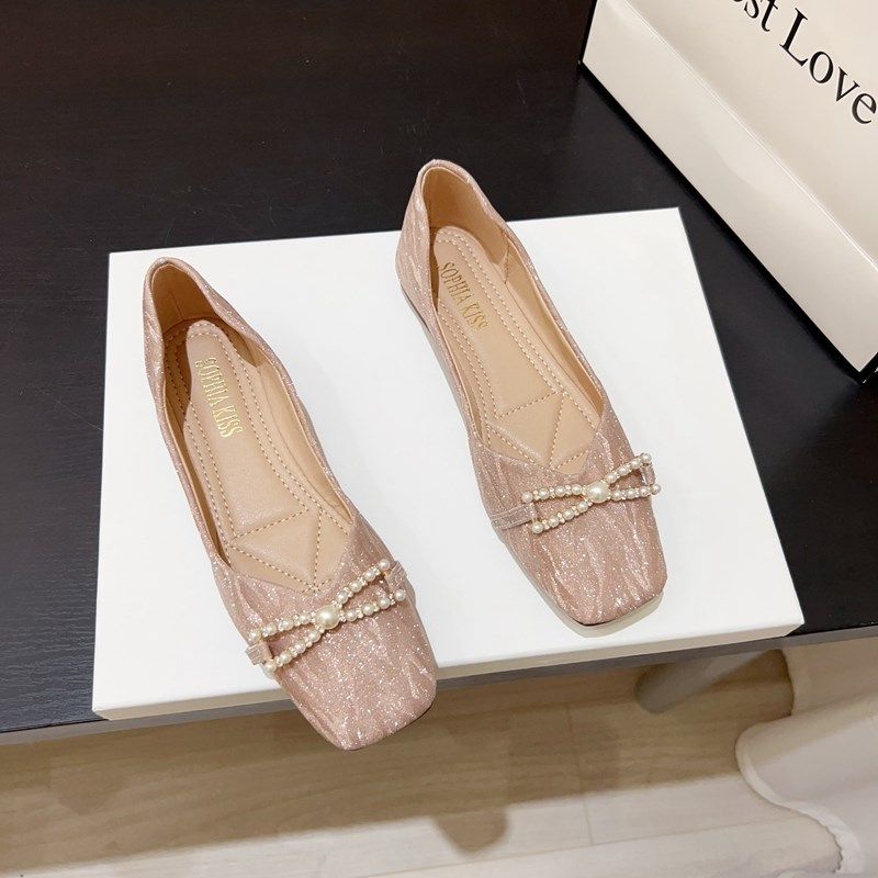 2024春秋新款鞋子仙女风温柔晚晚软底浅口方头平底瓢鞋豆豆单鞋女,女鞋,浅口单鞋,淘宝优惠券,粉丝福利购,淘宝优惠卷