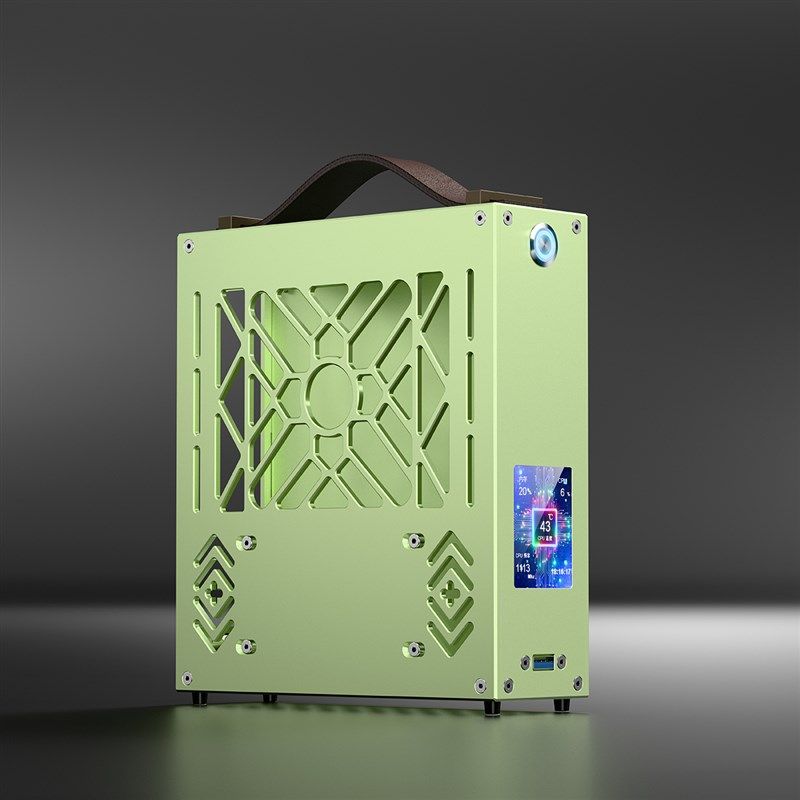 淡绿M1铝合金mini迷你电脑机箱台式机小主电源套装diy办公外壳itx