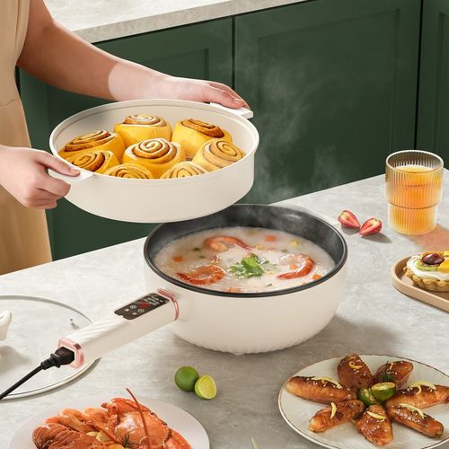 多功能电炒锅蒸煮一体锅学生宿舍智能炒菜锅大容量不粘火锅电煮锅