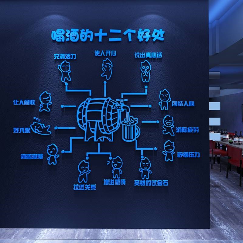 酒吧装饰品场景布置工业风墙面清小酒馆餐饮饭店壁画火锅烧烤背景图片