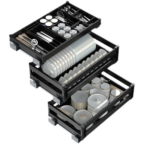 浅拉篮300 350 400深500碗篮550抽屉式800橱柜拉篮600碗碟锅拉篮