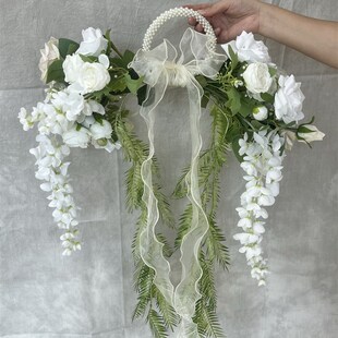 新娘结婚领证花束手捧花婚礼假花手提珍珠臂环手捧拍照道具门装饰