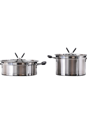 现代简约样板间厨房组合摆件不锈钢汤锅黑色燃气炉板软装饰品道具