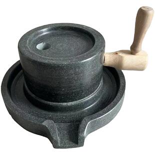 天然青石家用小石磨盘手工斗茶具抹茶石磨幼儿园儿童手摇小石磨盘