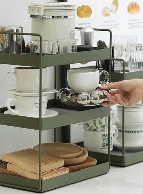 墨罐绿色多置物架厨房调料纳架卫生间台面整收理架18112铁艺层杂