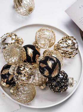 圣诞节饰圣诞916球桶式in美装s装吊球彩绘球圣诞树挂饰彩球场景布