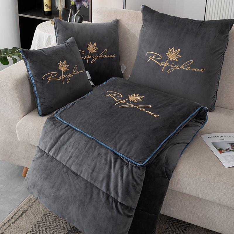 a类婴儿绒 抱枕被子两用2024新款冬天加厚靠背毯子二.合一枕头被