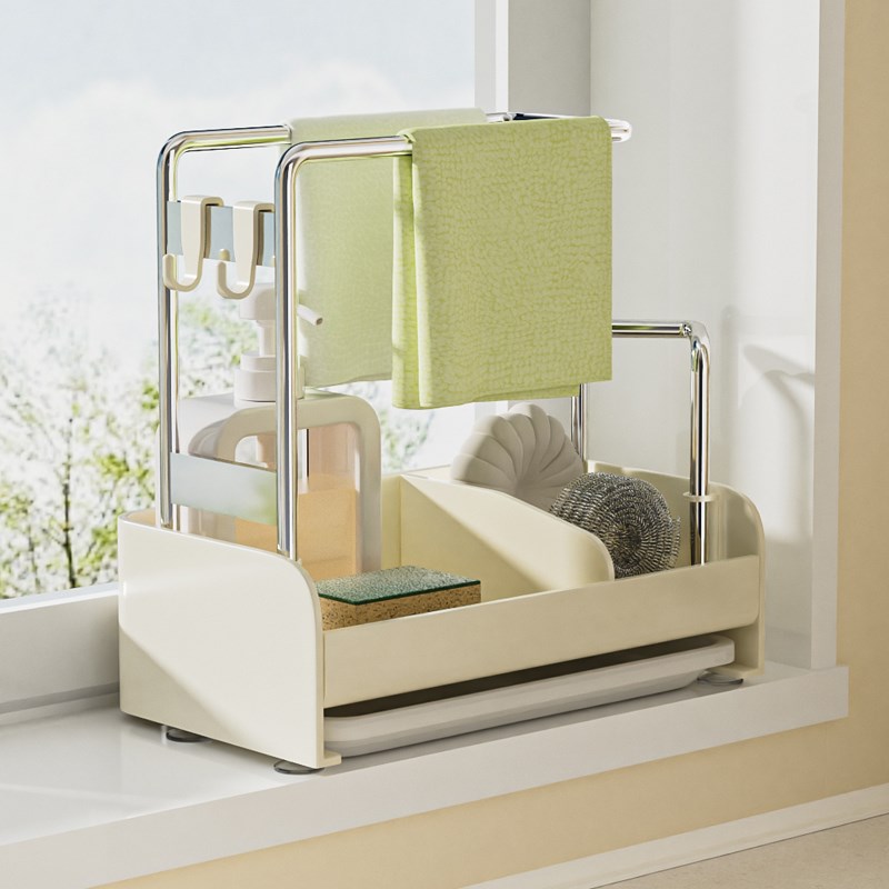抹布架厨房沥水架家用台面多功能海绵毛巾收纳Q架壁挂式水槽置物