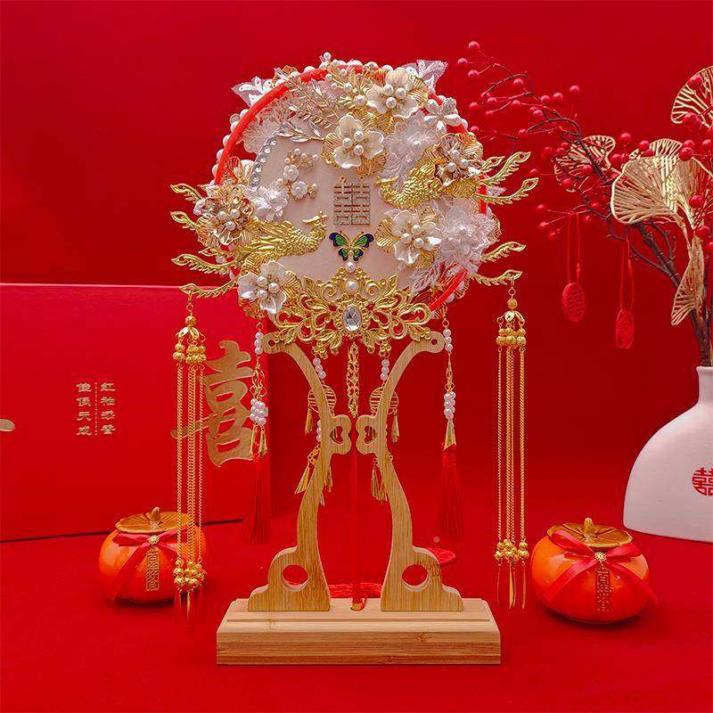 团新娘结婚diy2119材料包中式高级手秀禾服重双扇面工双色工喜扇,节庆用品/礼品,陪嫁用品套装,淘宝优惠券,粉丝福利购,淘宝优惠卷