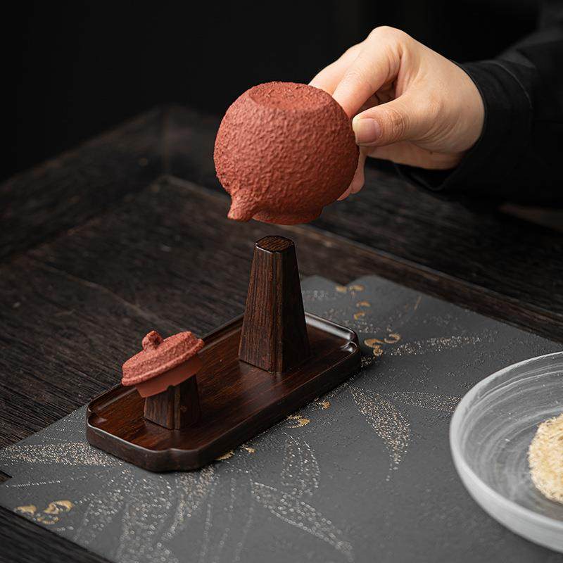 黑木晾壶架实木檀盖置磁吸壶架零盖托茶壶dat600紫砂壶配件茶道配