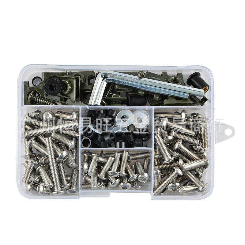 155PCS摩整锈托车流罩挡风镜车身改螺栓套装304不钢装螺丝HYW0019