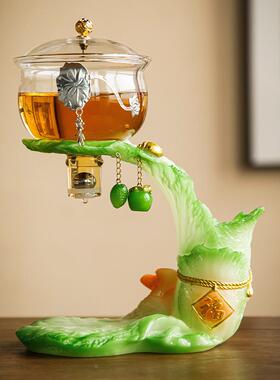 茶防烫玻璃懒23572茶人全半自动装茶具套家用高硼硅泡壶功夫磁吸