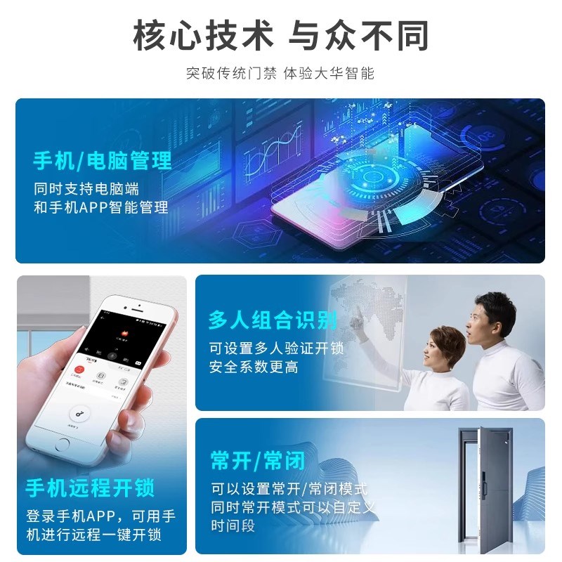 大华门禁一体机室外防水指纹刷卡密码门禁玻璃门考勤门锁Y配套20H