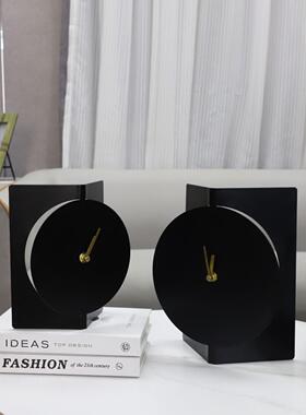 现台简约黑色立体钟金属摆客厅卧室玄1024关电代视柜样板房家件居