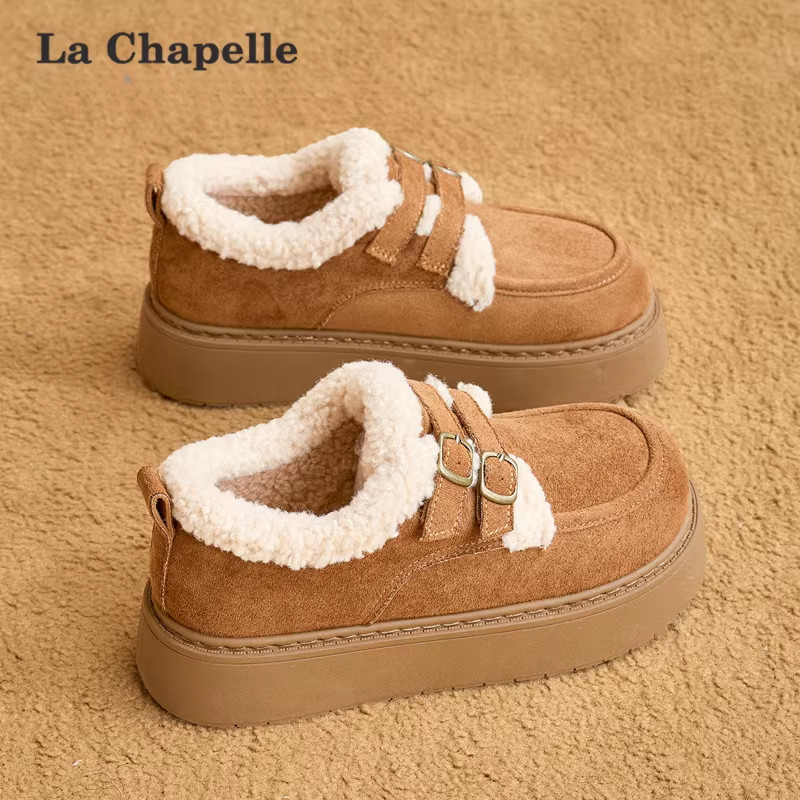 拉夏贝尔加绒乐福鞋女2026冬季新款保暖毛毛鞋子外穿厚底豆豆棉鞋,女鞋,棉鞋,淘宝优惠券,粉丝福利购,淘宝优惠卷