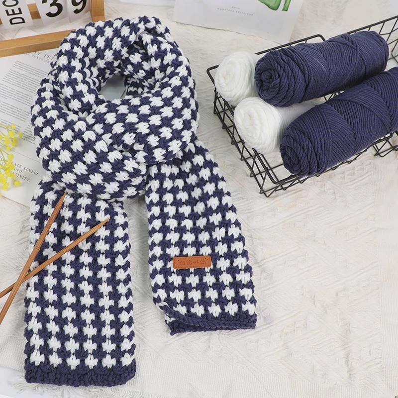 围巾手工编织diy自送织粗情人棉毛线团材料包中男女朋友围脖新品