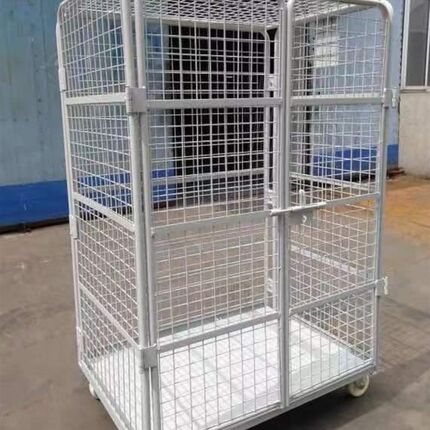 笼车带顶车型仓储笼四面物流中转可折叠货架S双开门加密L台车