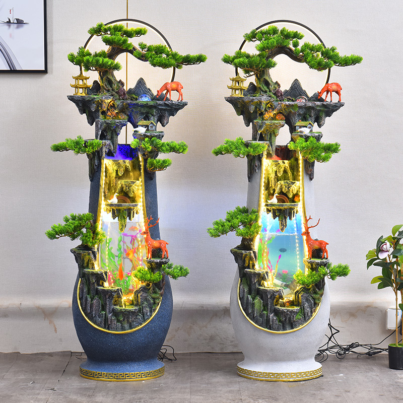 居如家中式流水摆件景观鱼缸家居摆设过道茶室电视边摆放客厅送礼