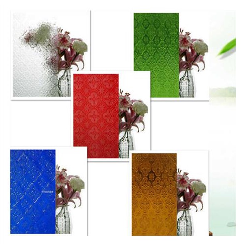 新款老式彩色海棠玻璃隔断中式仿古压花满洲窗艺术玻璃屏风玄关可