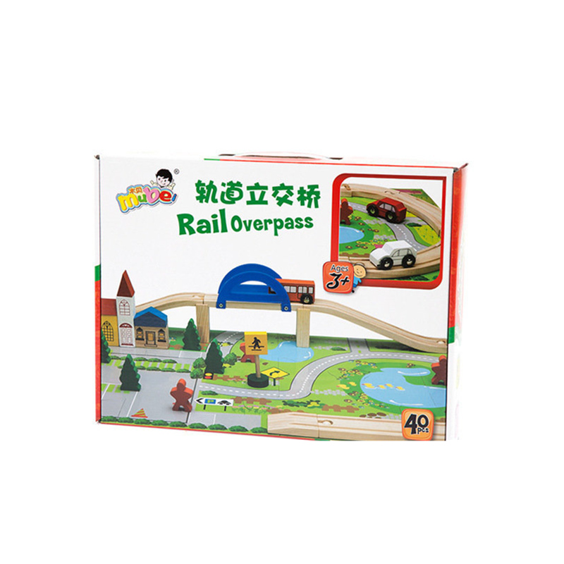 幼儿园大班桌面益智玩具轨道车中班儿童建构区材料拼装立交桥积木