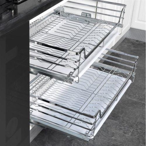 橱柜厨房拉篮304不锈钢650 700 750 800 850 900柜体碗碟篮双层篮