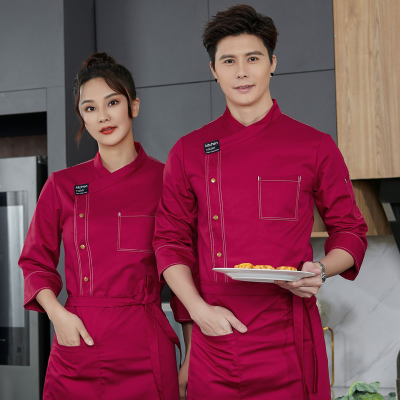 餐饮厨师工作服多色长袖秋季男大码透气酒店食堂饭店后厨厨师服女