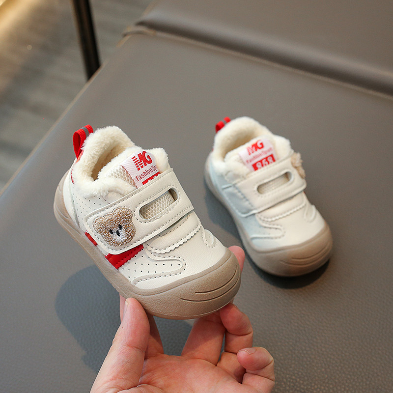 幼儿学步鞋男童秋冬加绒鞋子0一1-2岁小童防滑软底鞋婴幼儿棉鞋女